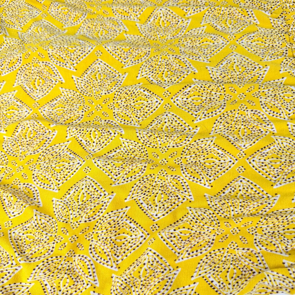 Anthropologie Maeve Fete Faux Wrap Handkerchief Midi Dress Yellow Geometric M - Picture 6 of 8